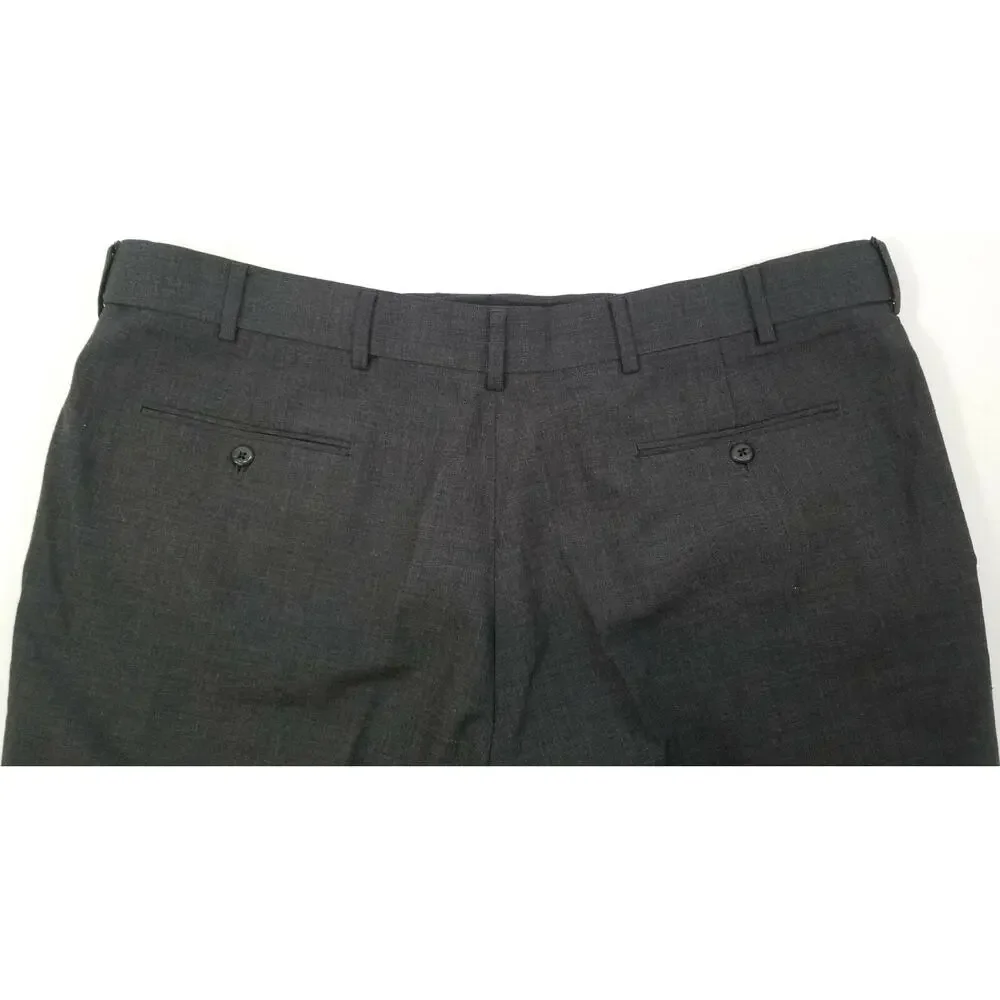 N) Stafford Performance Men's Gray 44 x 30 Classic Fit Flat Front Dress Pants